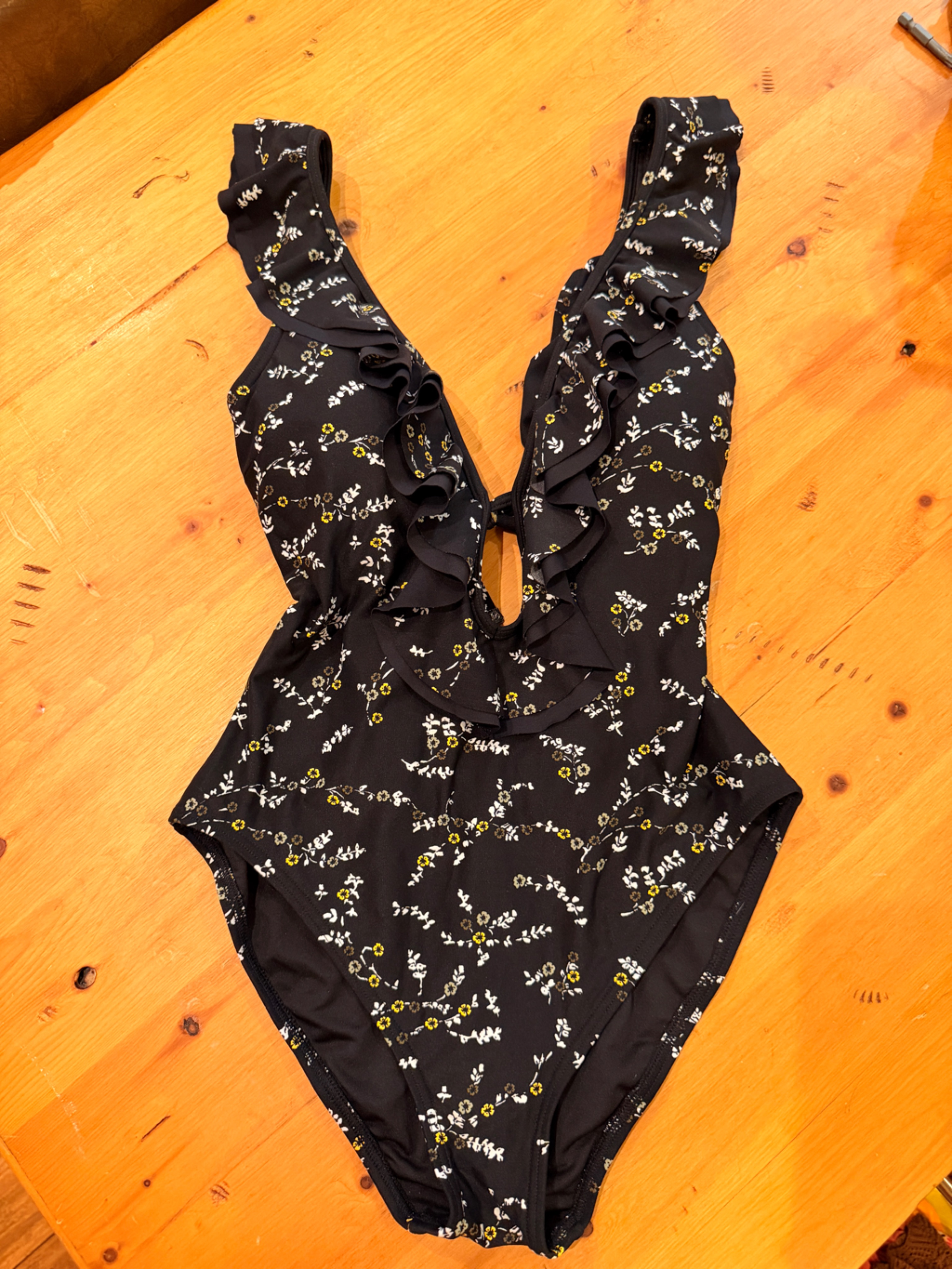 Michael Michael Kors Black Floral One-Piece Swimwear